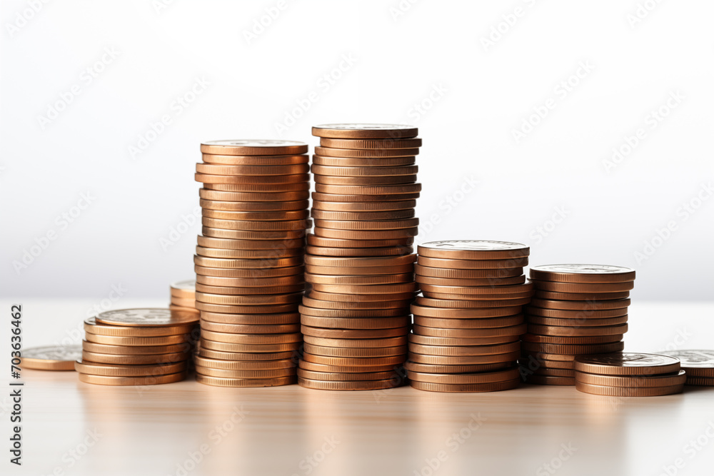 Stack of coins on white background Stack of coins on white background
