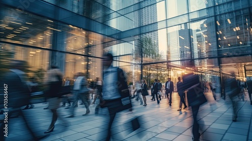 Time lapse of business people walking in the city. Blur effect. photo