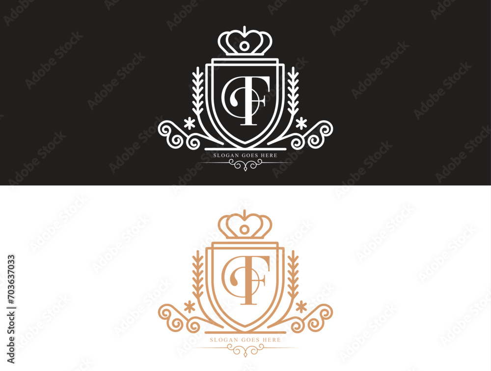 F initial luxury ormament monogram logo design F initial luxury ormament monogram logo design