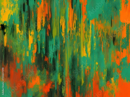 green and orange color paint brush art in background | green and orange abstract modern background for design, light color, sweet color, design color background