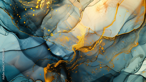 液体インク技術による自然で豪華な抽象流体アート絵画GenerativeAI photo