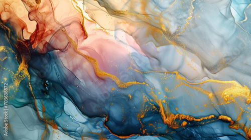液体インク技術による自然で豪華な抽象流体アート絵画GenerativeAI photo