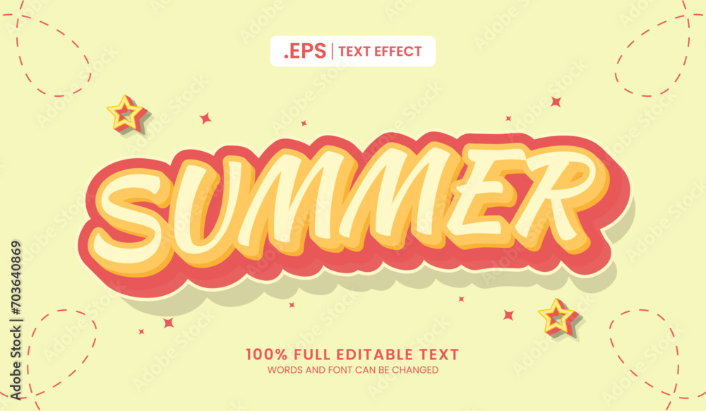 Design editable text effect, summer text vector illustration