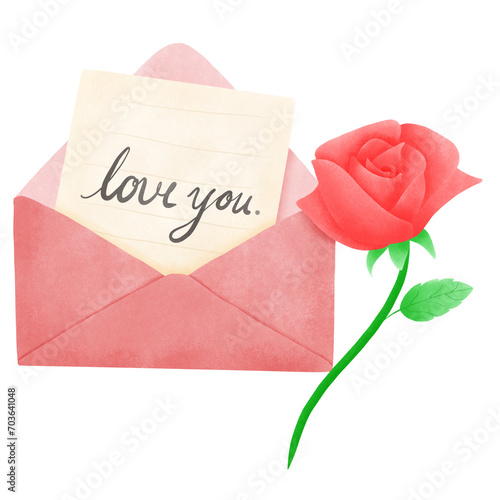 envelope with a rose