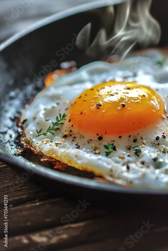 朝食の目玉焼き サニーサイドアップ fried egg in a frying pan