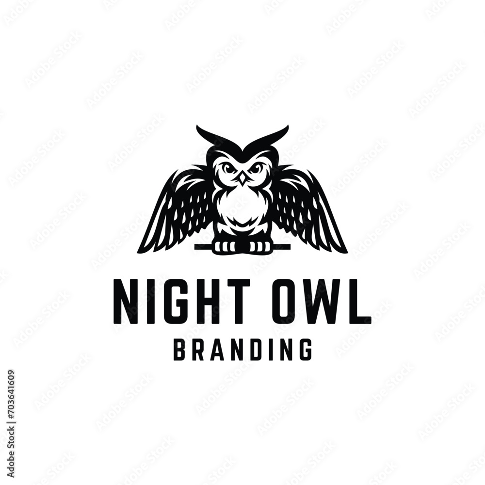 Night Owl Branding Logo Vector
