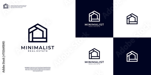 Minimalist home with line art style logo design inspiration