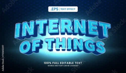 Design editable text effect, internet of things text vector illustration