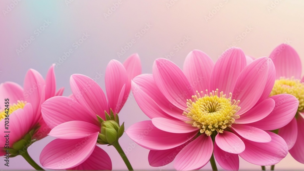 Obraz premium Pink flowers over pastel colors