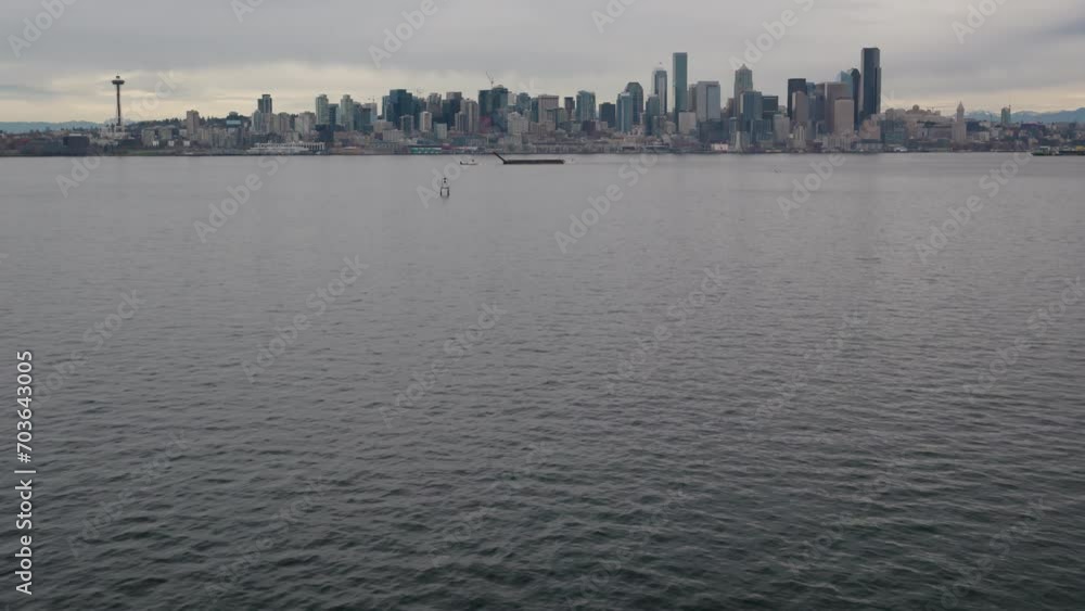 Aerial Reveal Shot of Seattle Cityscape Aerial Reveal Shot of Seattle Cityscape