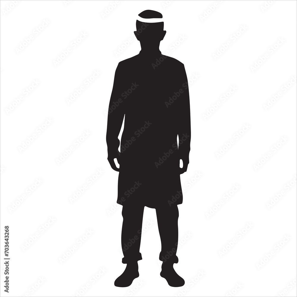 A Muslim man vector silhouette, A Muslim Arab man vector, Isolated White background A Muslim man vector silhouette, A Muslim Arab man vector, Isolated White background