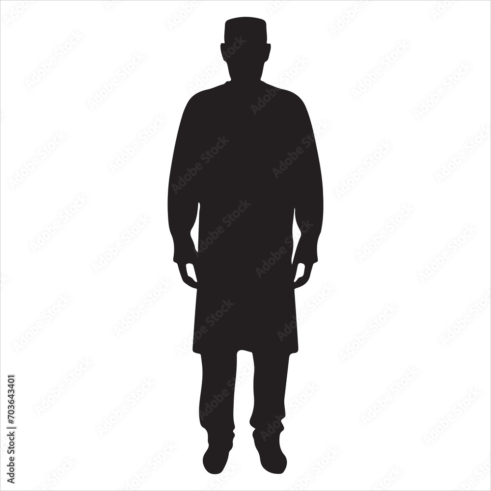 A Muslim man vector silhouette, A Muslim Arab man vector, Isolated White background