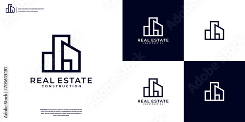 Building logo design inspiration. Symbol for construction, apartment, architecture, property, hotel and etc. photo