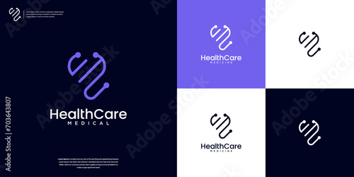 Stethoscope logo healthcare and medical design template