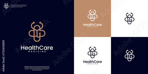 Abstract Stethoscope logo healthcare and medical design template