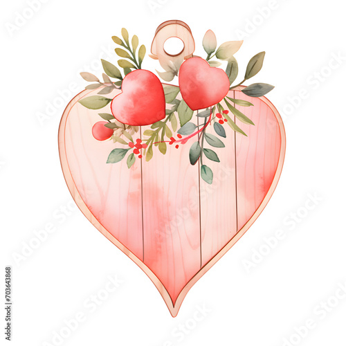 Evoke romance with charming hand-painted watercolor Valentine wooden signs, perfect for adding a heartfelt touch to your decor. photo