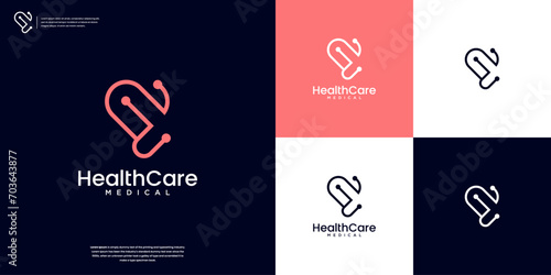 Medic stethoscope concept logotype design template