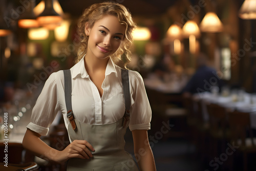 Woman working as waitressm woman working, working at a bar, beautiful woman working © MrJeans