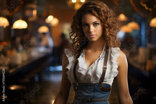 Woman working as waitressm woman working, working at a bar, beautiful woman working