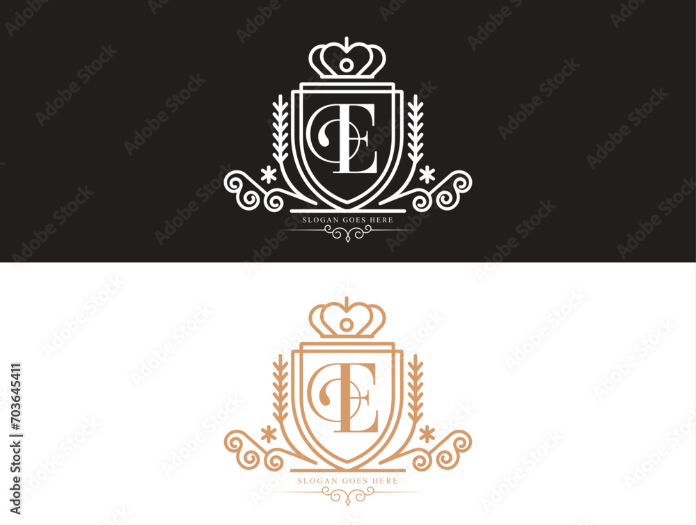E initial luxury ormament monogram logo design E initial luxury ormament monogram logo design
