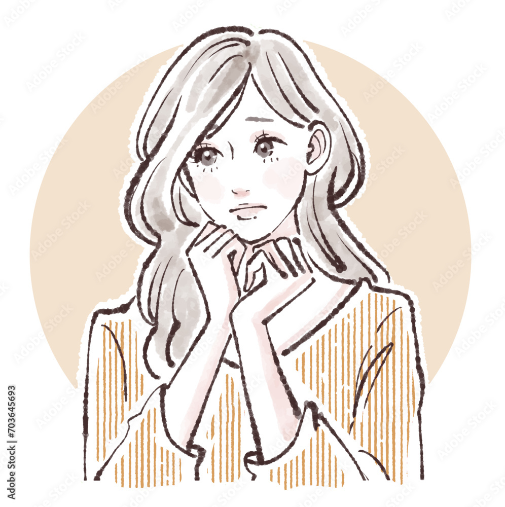 悩む/考える/落ち込む/不安/どうしよう/うーん/悲しい/疑問/切ない/迷走/解説/説明/注目/教える/先生/解説者/アドバイス/黒板/授業/講義/こちら/案内する/注目/水彩/手描き/女性/女の子のイラスト素材 悩む/考える/落ち込む/不安/どうしよう/うーん/悲しい/疑問/切ない/迷走/解説/説明/注目/教える/先生/解説者/アドバイス/黒板/授業/講義/こちら/案内する/注目/水彩/手描き/女性/女の子のイラスト素材