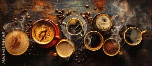 Design of typography for hot beverage coffee.