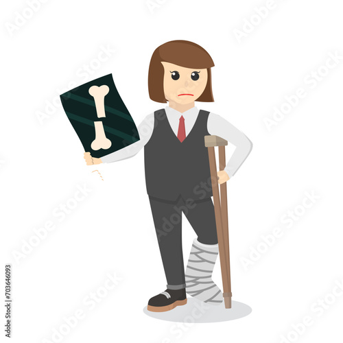 business woman Leg Injury design character on white background