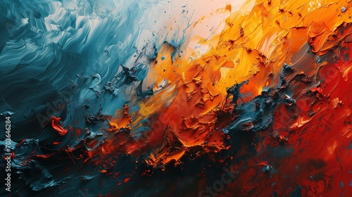 Abstract oil paint texture background. Red, blue, yellow and black colors