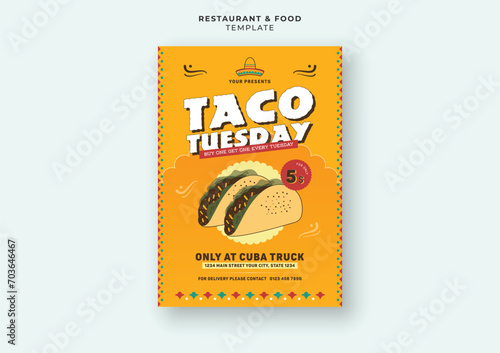 Tasty mexican tacos restaurant menu cover social media flyer banner design