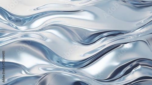 Closeup of rippled silver silk fabric texture background photo