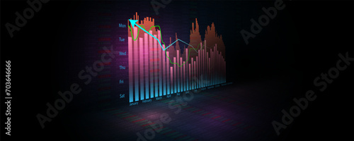 Background image of technology concept, graph, financial analysis online stock market