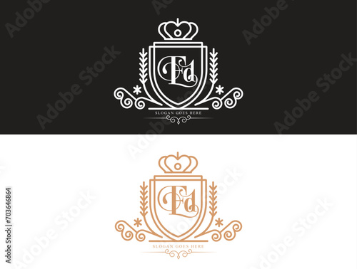 Ed initial luxury ormament monogram logo design photo