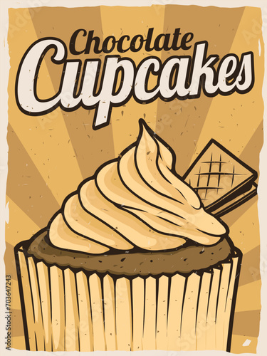 Chocolate cupcakes menu poster design