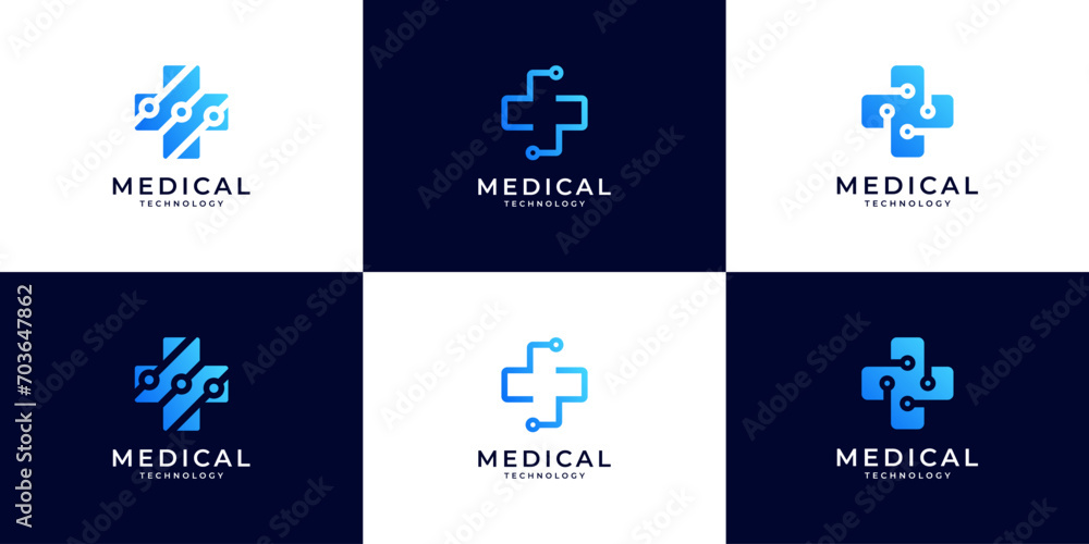 Set of cross plus medical logo design inspiration Set of cross plus medical logo design inspiration