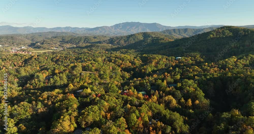 Aerial above Great Smoky Mountains in autumn, Tennessee Aerial above Great Smoky Mountains in autumn, Tennessee