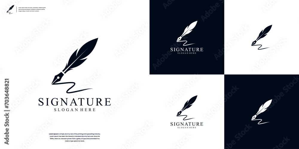 Minimalist quill feather logo design template - obrazy, fototapety, plakaty 