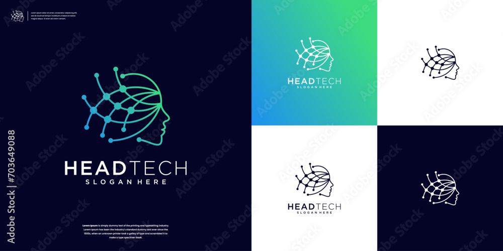 Abstract artificial intelligence logo. High innovation tech logo design vector