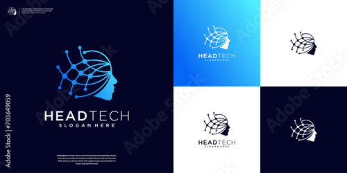 Abstract human head smart technology logo design inspiration.