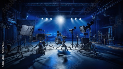 Filming studio, Professional cameras, Lighting equipment, Film crew,  photo