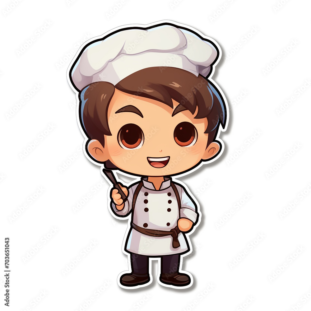 Chibi boy chef character sticker