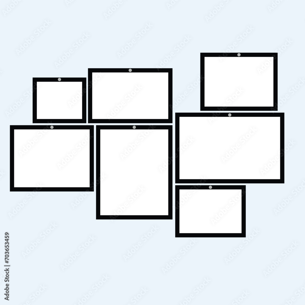 Templates collage 7 frame photos.Template of moodboard. Vector illustration. Templates collage 7 frame photos.Template of moodboard. Vector illustration.