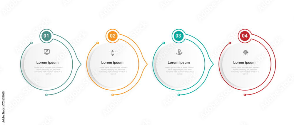 Business template infographic vector element with 4 step circle and ...