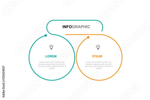 Two line process infographic template vector element 