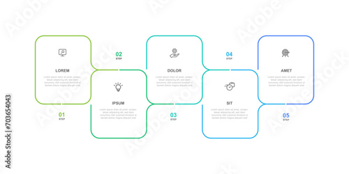 Design template infographic vector element with line style and 5 step process or options suitable for web presentation and information graphic 