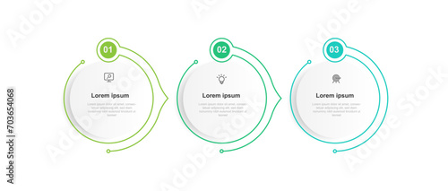 Business template infographic vector element with circle line style and 3 step process or options suitable for web presentation and business information 