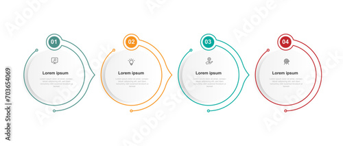 Business template infographic vector element with 4 step circle and line arrow concept suitable for web presentation and information graphic 
