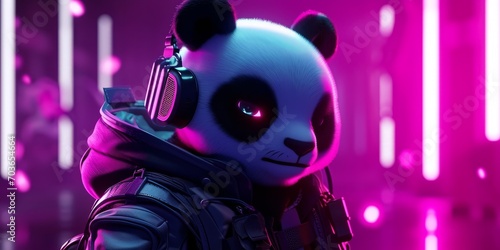 3D Panda mascot esport player. Pandaman Gaming character background, Esport team Illustration photo