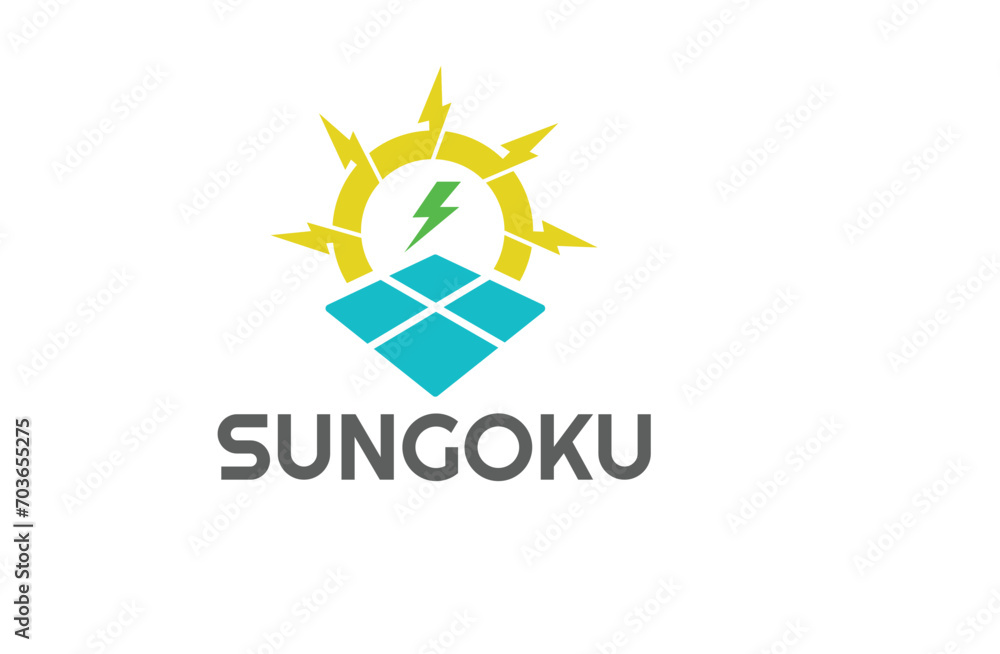 Solar Electric Logo, Renewable Energy Logo, Solar Power Logo, Clean Energy Logo, Green Electricity Logo, Sun-Powered Logo, Sustainable Power Logo, Photovoltaic Logo, Solar Panel Logo, Eco-Friendly Ene