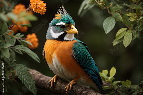 A beautiful wild bird on a branch of a tree © AungThurein