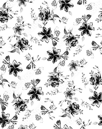 Floral Vector Seamless Black And White Pattern Design And Backgrounds  © DESIGN STUDIO